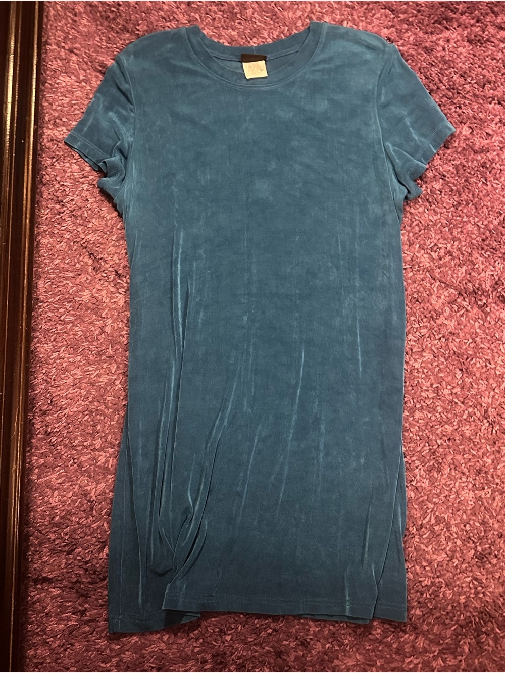 Citiknits Women's Teal Short-Sleeve Stretchy Slinky Style T-Shirt Dress Size 16